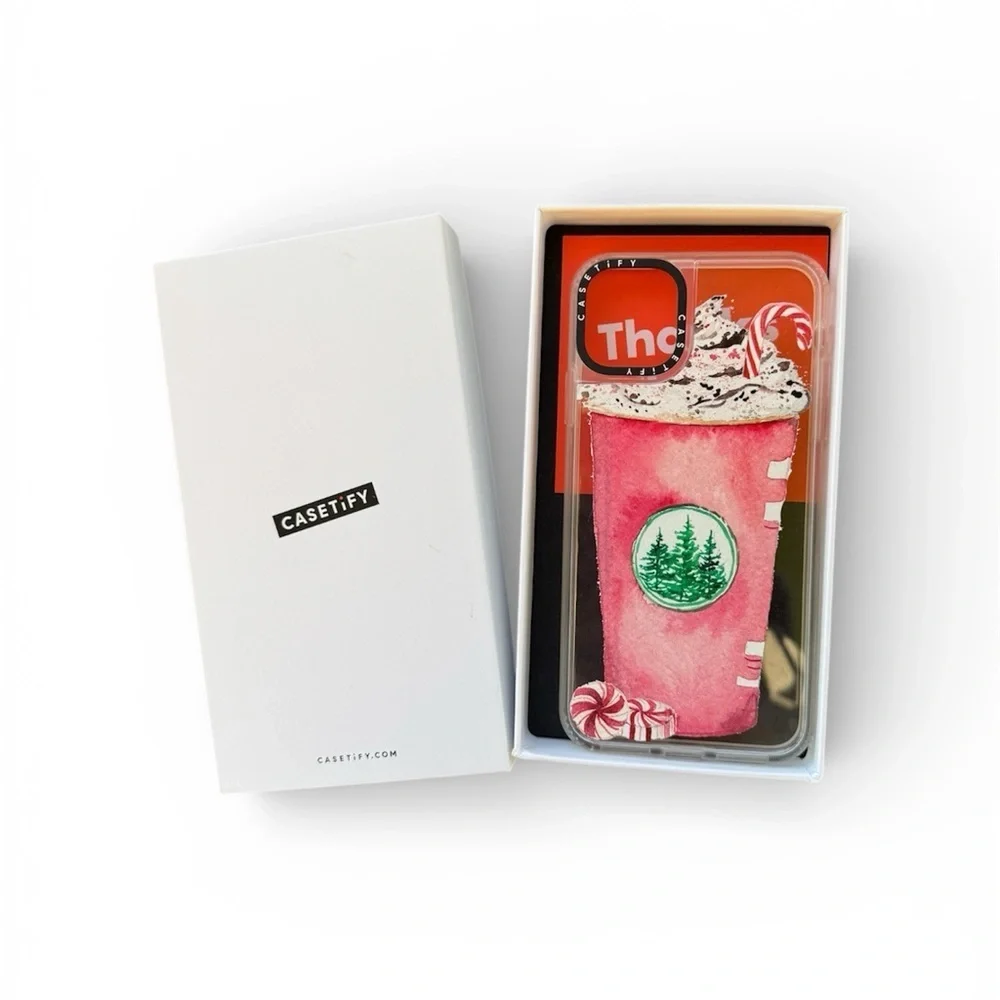 Casetify Iphone 12 Pro max Pink Holiday Drink Phone Case